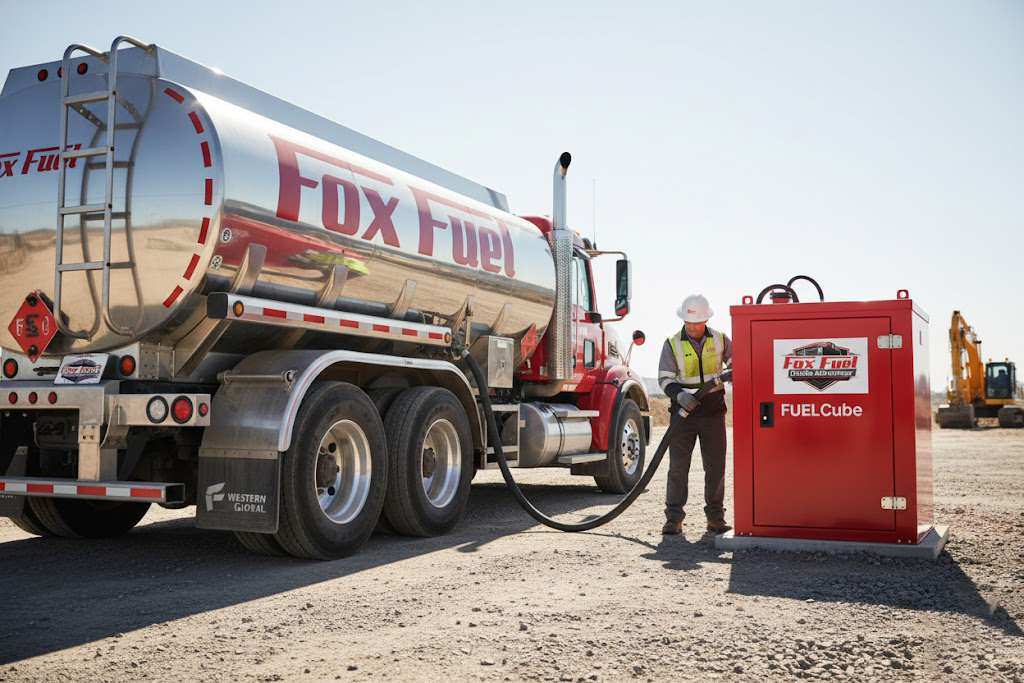 Portable tank at construction site
