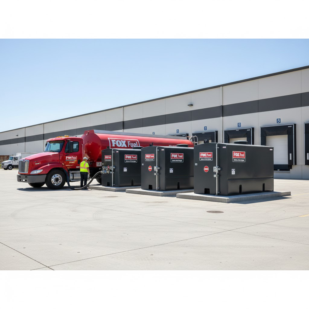 Bulk fuel storage facility aerial view